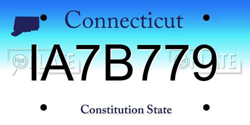 IA7B779 Connecticut License Plate