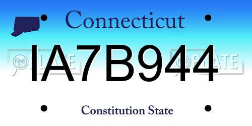 IA7B944 Connecticut License Plate