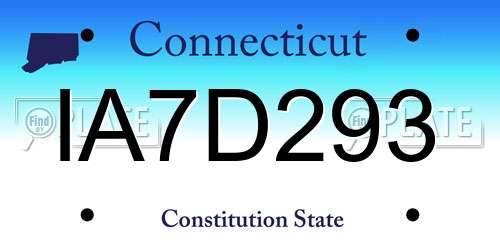 IA7D293 Connecticut License Plate