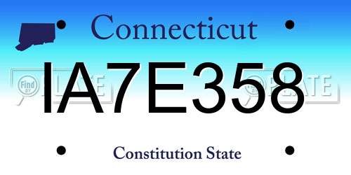 IA7E358 Connecticut License Plate