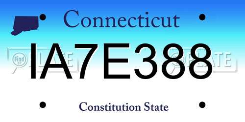 IA7E388 Connecticut License Plate