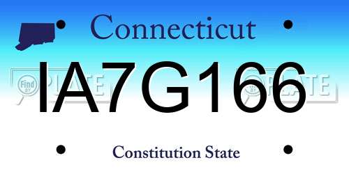 IA7G166 Connecticut License Plate