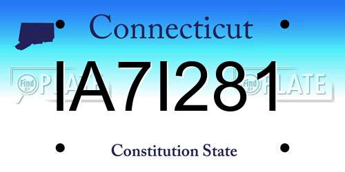 IA7I281 Connecticut License Plate