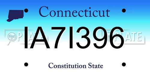 IA7I396 Connecticut License Plate