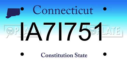 IA7I751 Connecticut License Plate