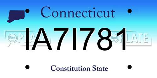 IA7I781 Connecticut License Plate