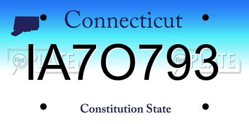 IA7O793 Connecticut License Plate