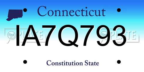 IA7Q793 Connecticut License Plate