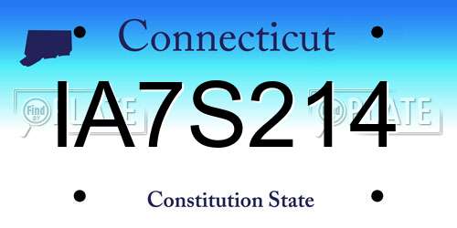 IA7S214 Connecticut License Plate