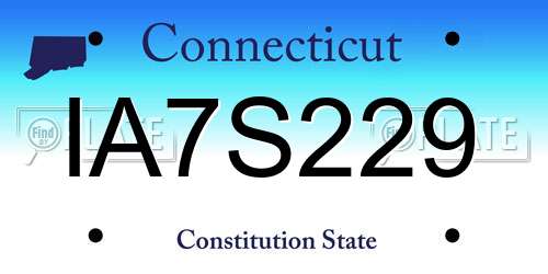 IA7S229 Connecticut License Plate