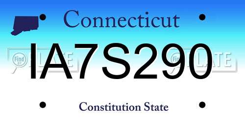 IA7S290 Connecticut License Plate