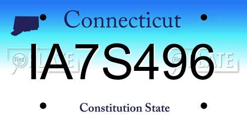 IA7S496 Connecticut License Plate