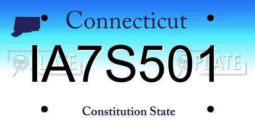 IA7S501 Connecticut License Plate