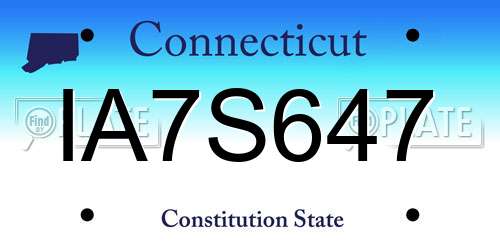 IA7S647 Connecticut License Plate
