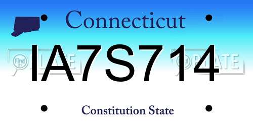 IA7S714 Connecticut License Plate
