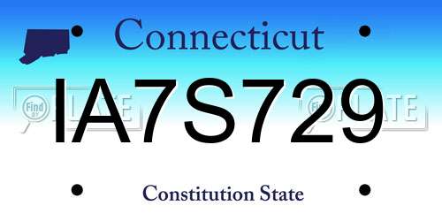 IA7S729 Connecticut License Plate
