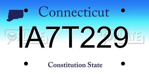 IA7T229 Connecticut License Plate