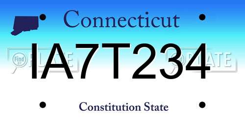 IA7T234 Connecticut License Plate