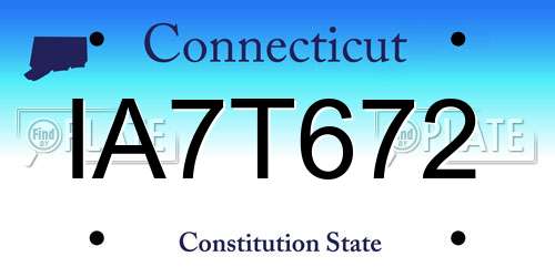 IA7T672 Connecticut License Plate