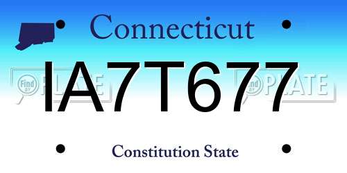 IA7T677 Connecticut License Plate