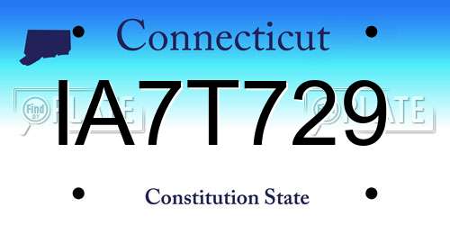IA7T729 Connecticut License Plate