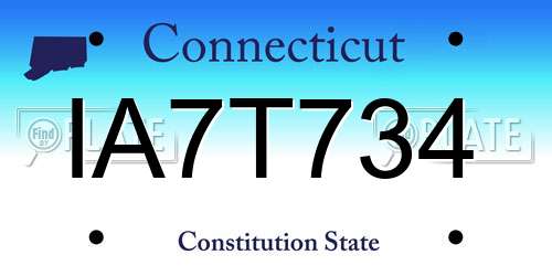 IA7T734 Connecticut License Plate