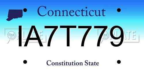 IA7T779 Connecticut License Plate