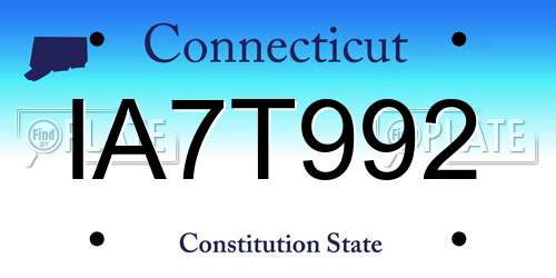 IA7T992 Connecticut License Plate