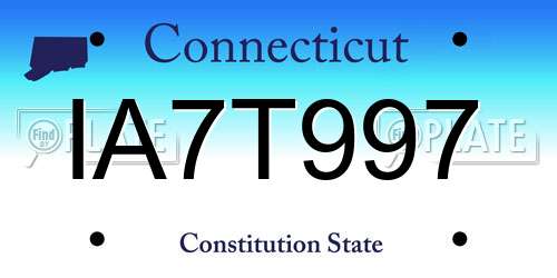 IA7T997 Connecticut License Plate