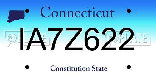 IA7Z622 Connecticut License Plate