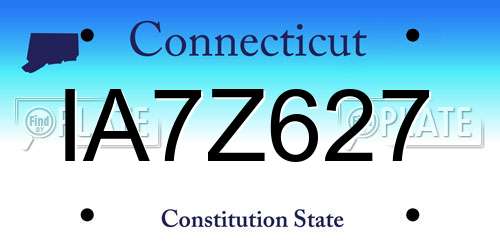 IA7Z627 Connecticut License Plate