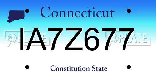 IA7Z677 Connecticut License Plate