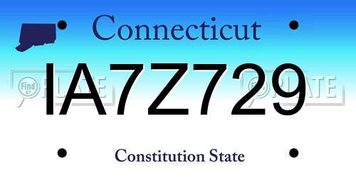 IA7Z729 Connecticut License Plate