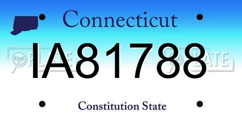 IA81788 Connecticut License Plate
