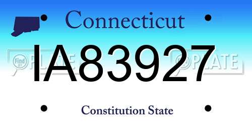 IA83927 Connecticut License Plate