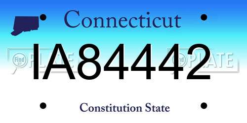 IA84442 Connecticut License Plate