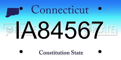 IA84567 Connecticut License Plate