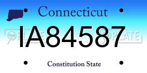 IA84587 Connecticut License Plate
