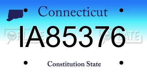 IA85376 Connecticut License Plate