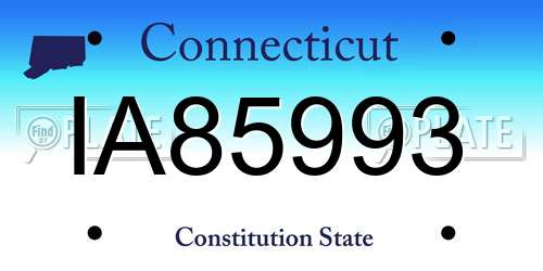 IA85993 Connecticut License Plate