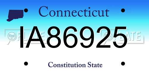 IA86925 Connecticut License Plate