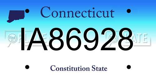 IA86928 Connecticut License Plate