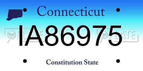 IA86975 Connecticut License Plate