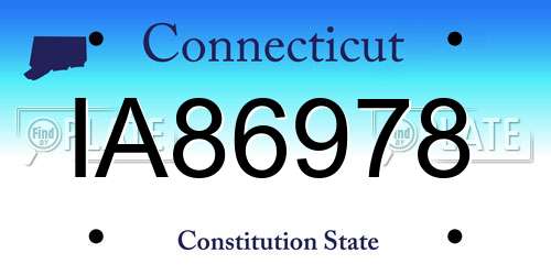 IA86978 Connecticut License Plate