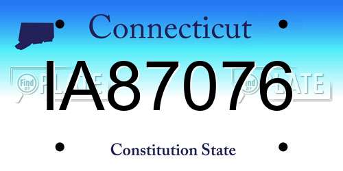 IA87076 Connecticut License Plate
