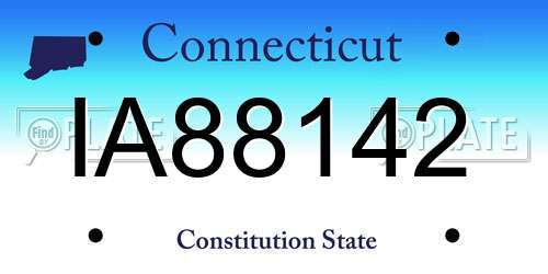 IA88142 Connecticut License Plate