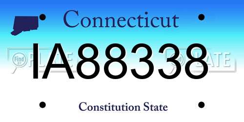 IA88338 Connecticut License Plate