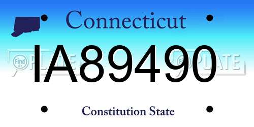 IA89490 Connecticut License Plate