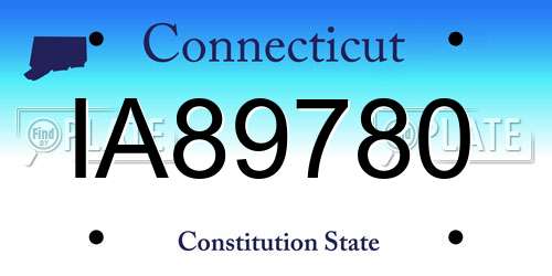 IA89780 Connecticut License Plate
