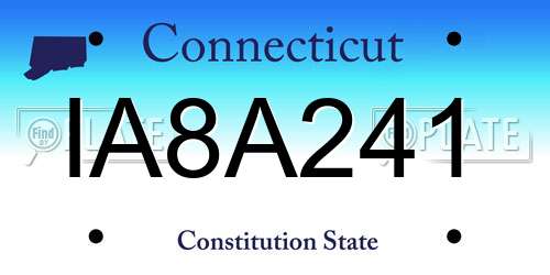 IA8A241 Connecticut License Plate